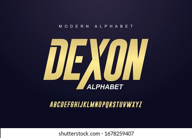 Elegant golden alphabet letters font set. Modern Custom gold Lettering Designs for logo, movie, game. Typography sans serif fonts modern style. vector illustration