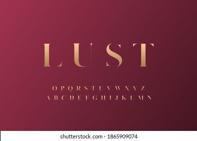 Elegant golden alphabet letters font set. Classic Custom gold Lettering Designs for logo, movie, game. Typography serif fonts classic style, regular uppercase and number. vector illustration