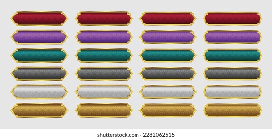 Elegant golden Arabic frame border banner set. Islamic text box title multiple colors related to ramadan and milad un nabi