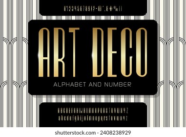 Elegant Golden art deco font 1920s. Alphabet in Art deco style.