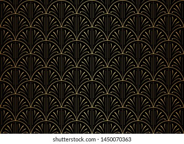 Elegant Golden Art Deco Vector Background. Seamless Abstract Pattern. Vintage Illustration.