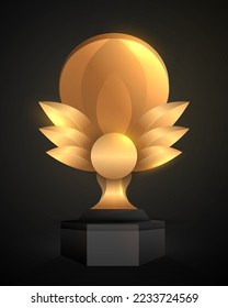 elegant golden award isolated on black background