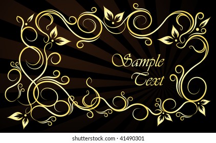 Elegant golden background with rays.