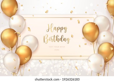 Elegant Golden Balloon Happy Birthday Celebration Card Banner Template