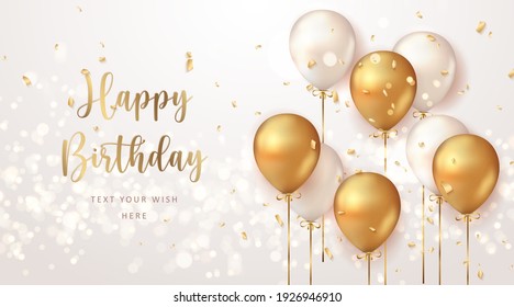 Elegant golden balloon Happy Birthday celebration card banner template