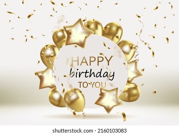 Elegant golden balloon Happy Birthday celebration card banner template vector
