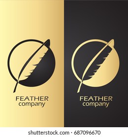elegant golden black feather logo