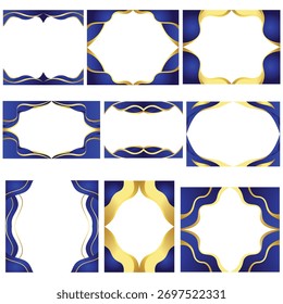  Elegante Colección de marco de borde azul dorado