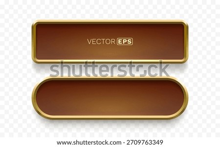 Elegant golden bordered brown button set with empty space for text or icons. Perfect for modern UI design, banners, or web elements. Vector illustration