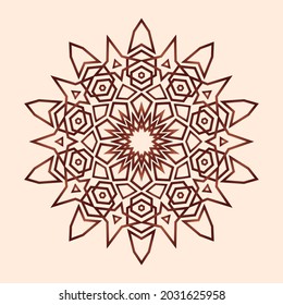 Elegant golden brown lineart mandala pattern. Decorative vector illustration