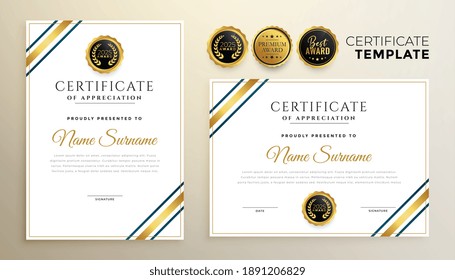 elegant golden certificate template for multipurpose use