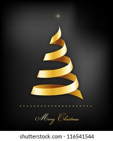 Elegant golden Christmas background with tree and lights