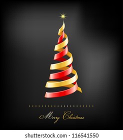 Elegant golden Christmas background with tree and lights