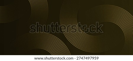 Elegant Golden Circular Line Pattern on Dark Background. A premium abstract vector illustration featuring symmetrical golden concentric arcs and thin parallel lines. Ideal for luxury branding, sophisticated event backdrops, and high-end web design.