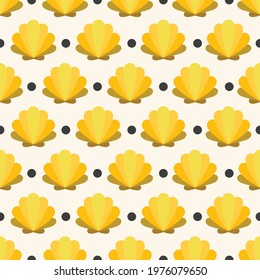 Elegant Golden Clam Shells Vector Seamless Pattern