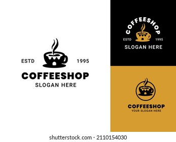 elegant Golden coffee logo design for Coffee shop, cafe, drink, beverages brand