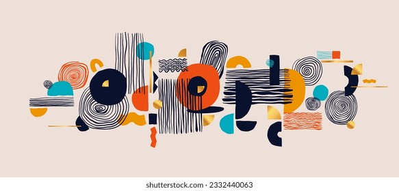 Elegant golden and colored geometric header template. Hand drawn lux and business vibes laconic design element for card, invitation, poster, post publication, social media. Trendy vector texture.