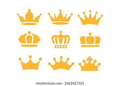 Elegant golden crown vector illustration set for wedding invitations, golden crown, crown collection, luxury, elegant, premium, majestic, decorative, crownlike, imagery, ornate, prestigious, affinity