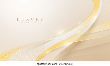 Elegant golden curve with glittering light effect decoration. Modern abstract background design.