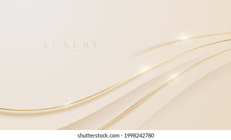 Elegant golden curves on pastel yellow background. vector illustration.