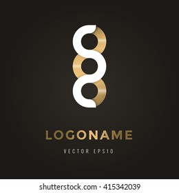 Elegant golden curvy logo, abstract logo, concept of infinity logo, corporate, identity, branding for business. Vector illustration.
