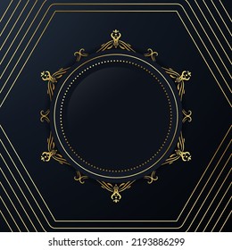 elegant golden and dark green rounded flourish frame design
