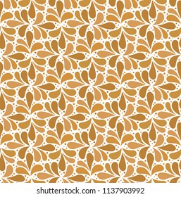 Elegant Golden Decorative Flourish Seamless Pattern. Oriental floral background. Vector vintage texture.