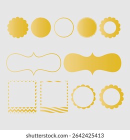 Elegant golden design elements, frames, and borders offer ornate embellishments for stylish invitations. This vector set includes circles, squares, and more for wedding, celebration, and retro designs