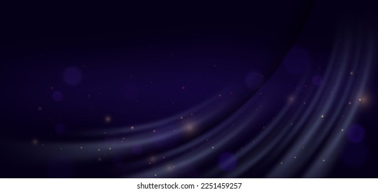 Elegant golden dot glowing with lighting effect sparkle on dark blue background. Template premium award design. Vector illustration