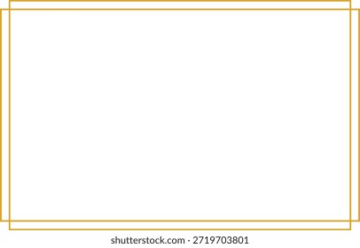 Quadro retangular dourado elegante linha dupla.