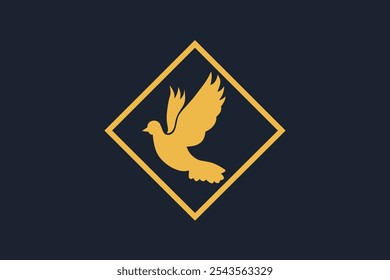 Elegant golden dove silhouette illustration vector design. Symbolizes peace and freedom. Ideal for logo, emblem or decorative artwork.