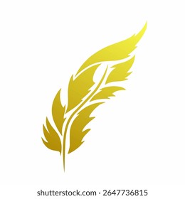 Elegante Golden Feather Logo Vetor Design