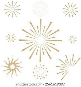 Elegant Golden Fireworks and Stars Background Design