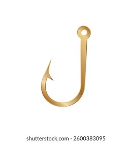 Elegant golden fish hook with a sleek design, ideal for fishing beginners and seasoned anglers.