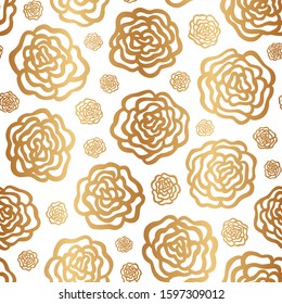 Elegant golden floral background. Spring seamless pattern. Delicate flower backdrop. Blooming floral texture. Beautiful gold flowers for design wallpaper, wrapping paper, template, invitation, leaflet