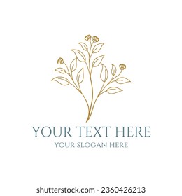 Elegant Golden Floral Decoration Element for Beauty Nature Spa or Wedding Icon Illustration Vector