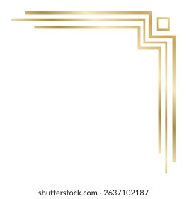 Elegant golden frame with art deco style decorating the top right corner, creating a sophisticated and luxurious feel, perfect for invitations, posters or announcements