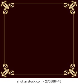 Elegant golden frame decorated with pearls on a black background