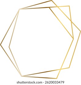 Elegant golden frame forming an octagon with double parallel lines, perfect for invitations, cards, posters, and decorations, adding a touch of sophistication and style