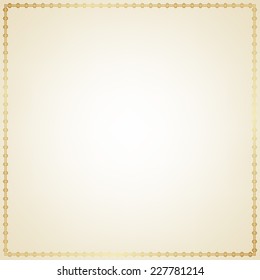 Elegant golden frame on a beige background