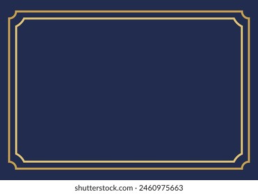Elegant golden frame on dark blue background