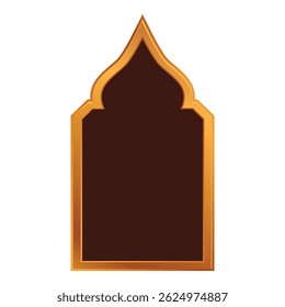 Elegant golden frame with traditional arabic design and a rich brown background