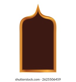 Elegant golden frame with a traditional arabic design, featuring a pointed arch