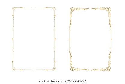 Elegant golden frames with intricate scrollwork, ideal for luxury certificates and formal events.
