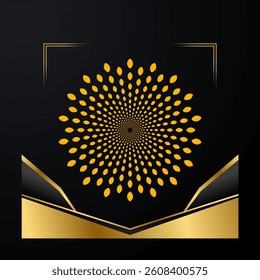 "Elegant Golden Geometric Pattern on Black Background