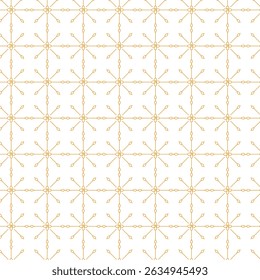 Elegante patrón geométrico dorado sin fisuras en un diseño floral repetitivo sobre un fondo blanco