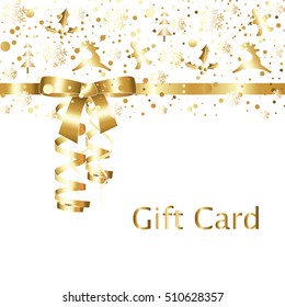 Elegant golden gift card with winter elements