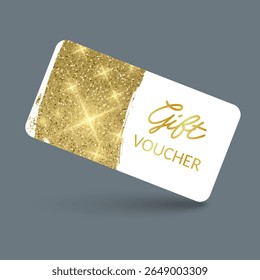 Elegante Golden Gift Voucher com ouro Glitter para ocasiões especiais
