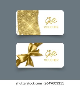 Elegante Golden Gift Voucher com ouro Glitter para ocasiões especiais