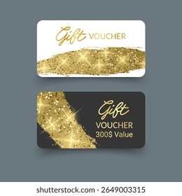 Elegante Golden Gift Voucher com ouro Glitter para ocasiões especiais
